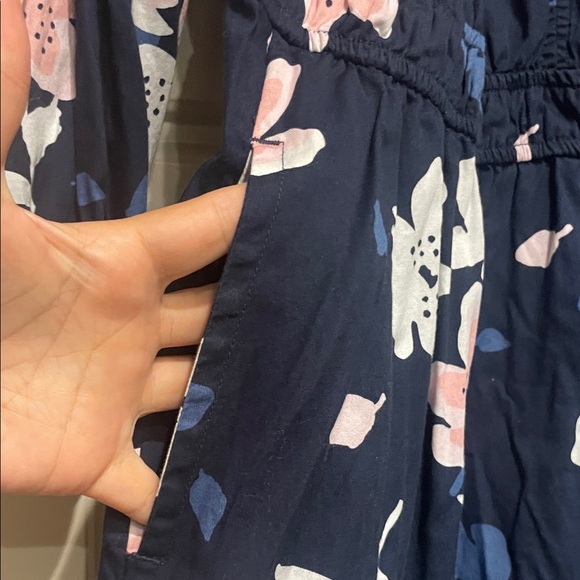 Floral Navy Dress with Pink and White Accents - Picture 4 of 8